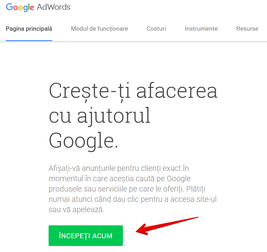 Promovare Google Adwords - pasul 1