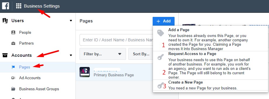 Cum adaugi pagini in Facebook Business Manager